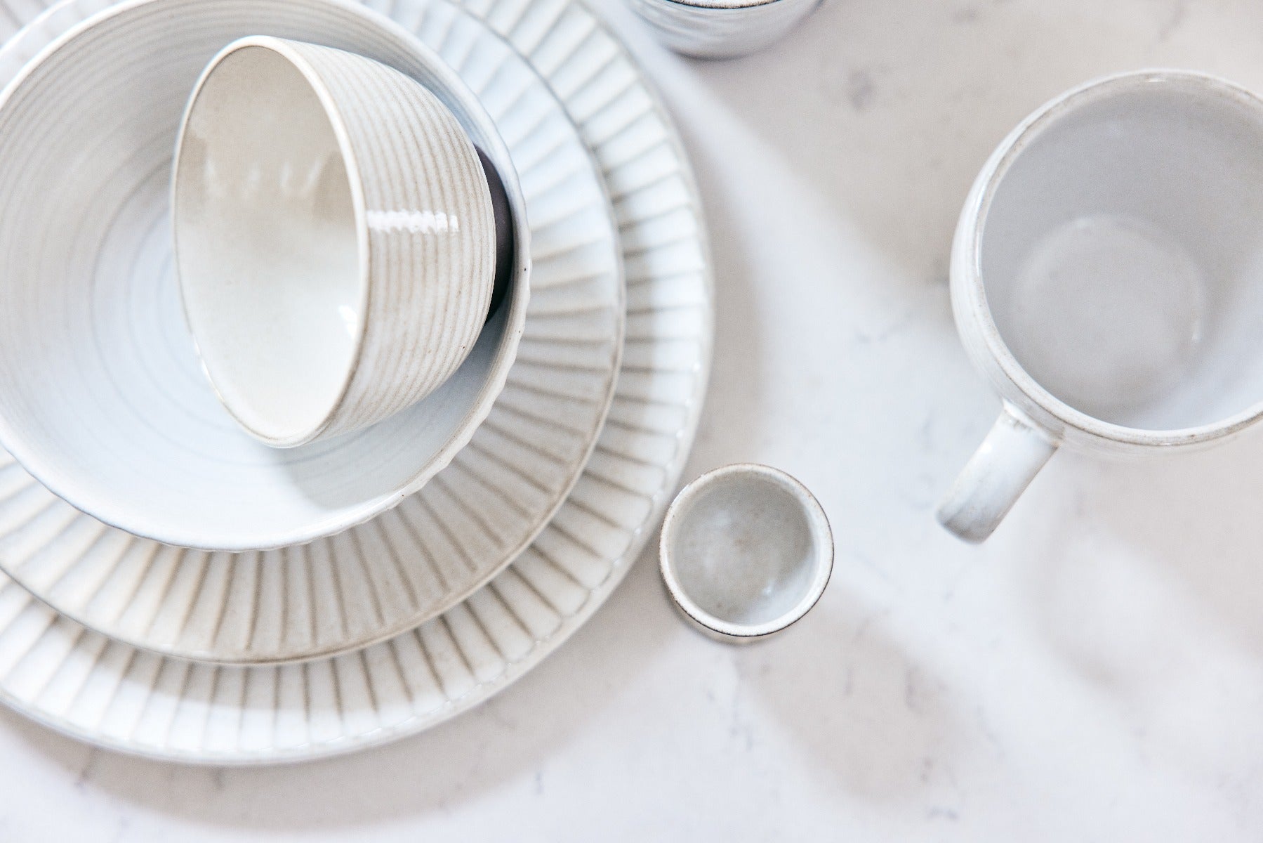 Bahne Interior Birch tallerken, stentøj, hvid - Ø21 cm. - Bahne